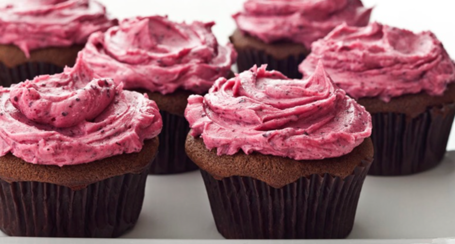 Chocolate Fudge Ancho Cupcakes with Hibiscus Buttercream Frosting