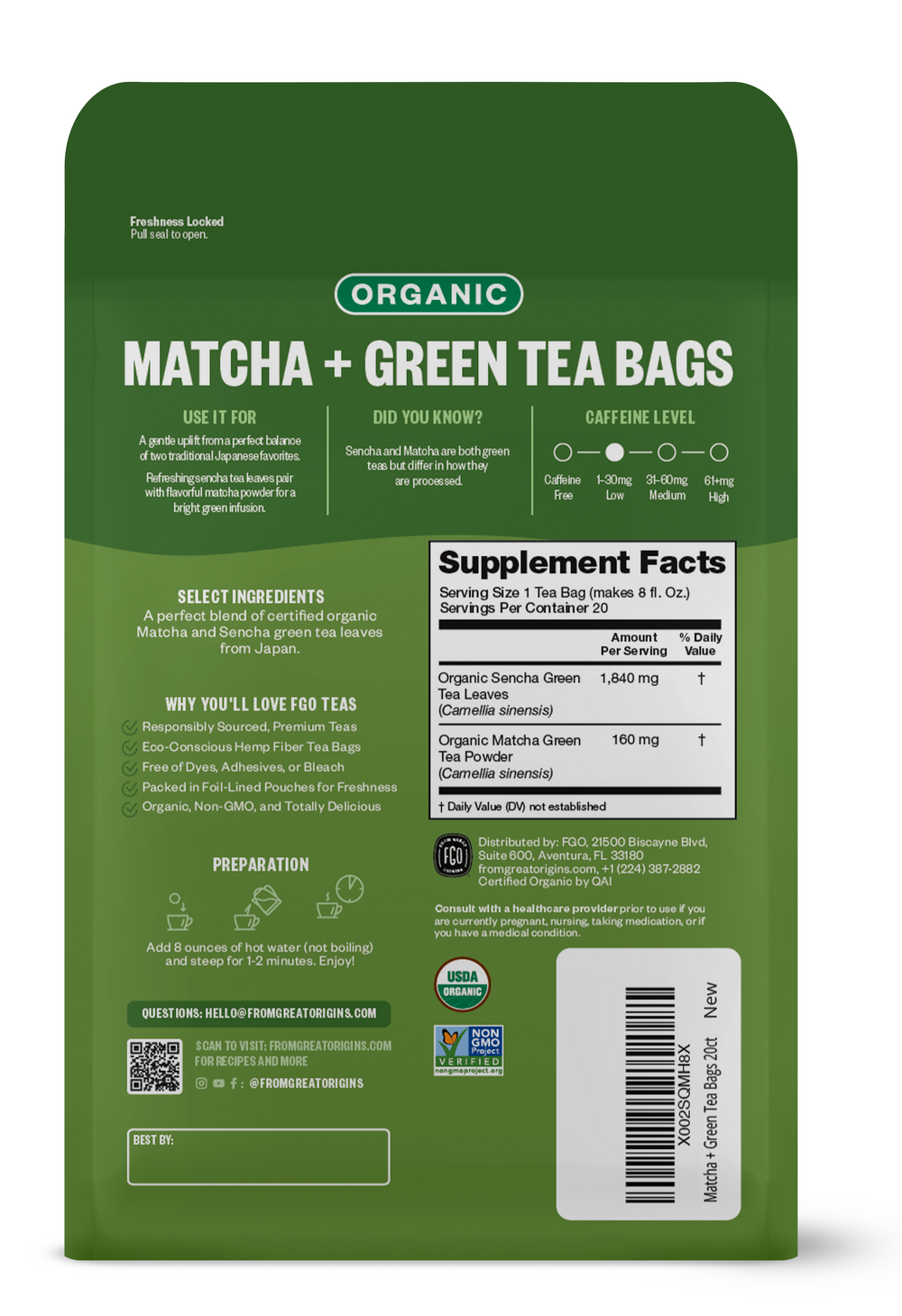 Matcha + Green Tea Bags