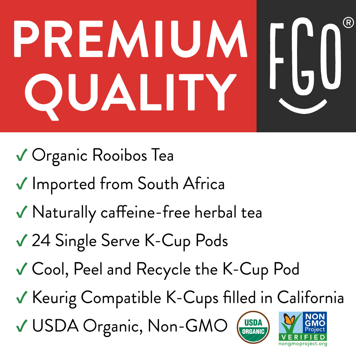 Rooibos Tea KCup Pods FGO From Great Origins