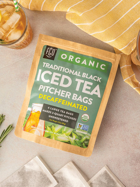 Traditional decaffeinated black iced tea pitcher bags.
