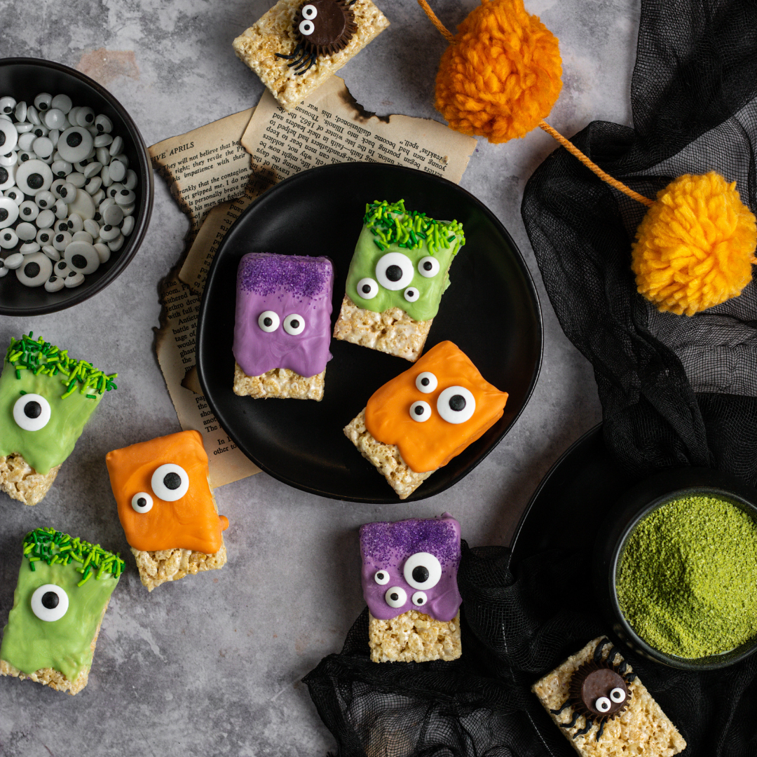 Matcha Halloween Rice Krispies Treats