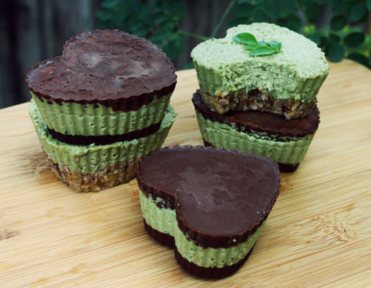 Raw Moringa Mint Cheesecake Hearts