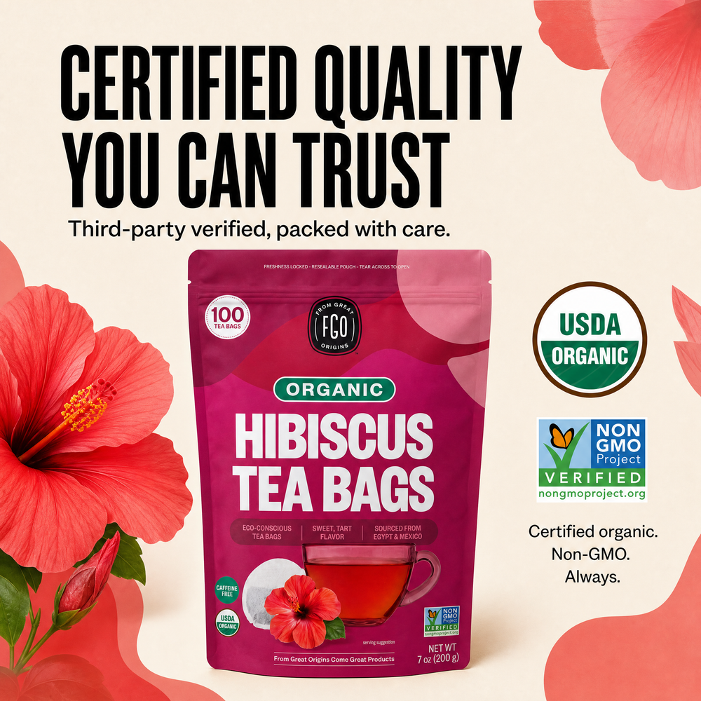 Organic Hibiscus Tea Bags — product photography