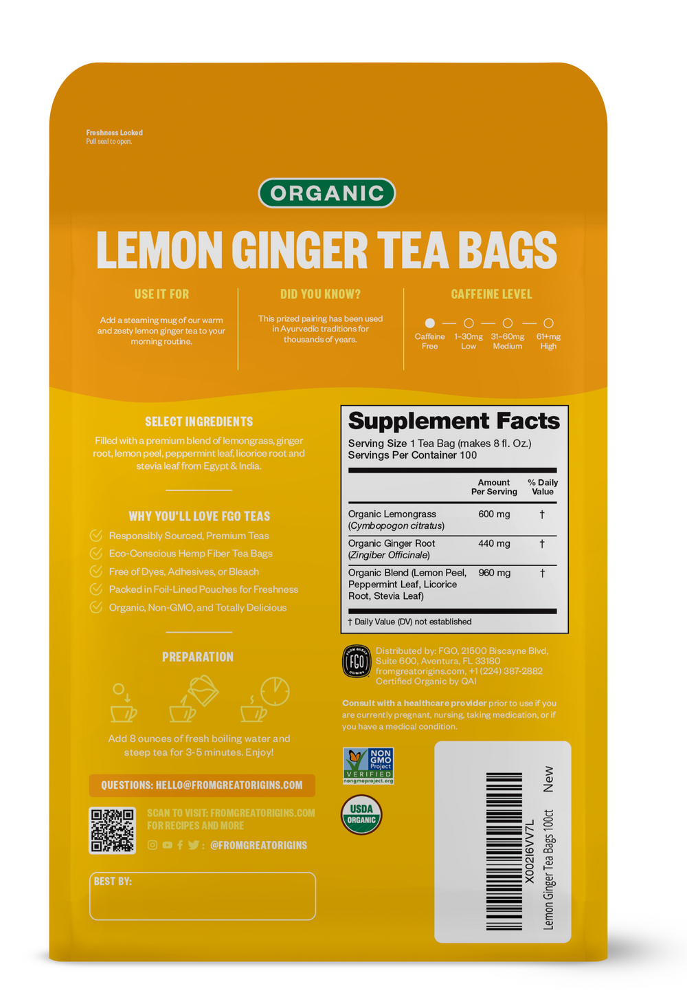 Lemon Ginger Tea Bags