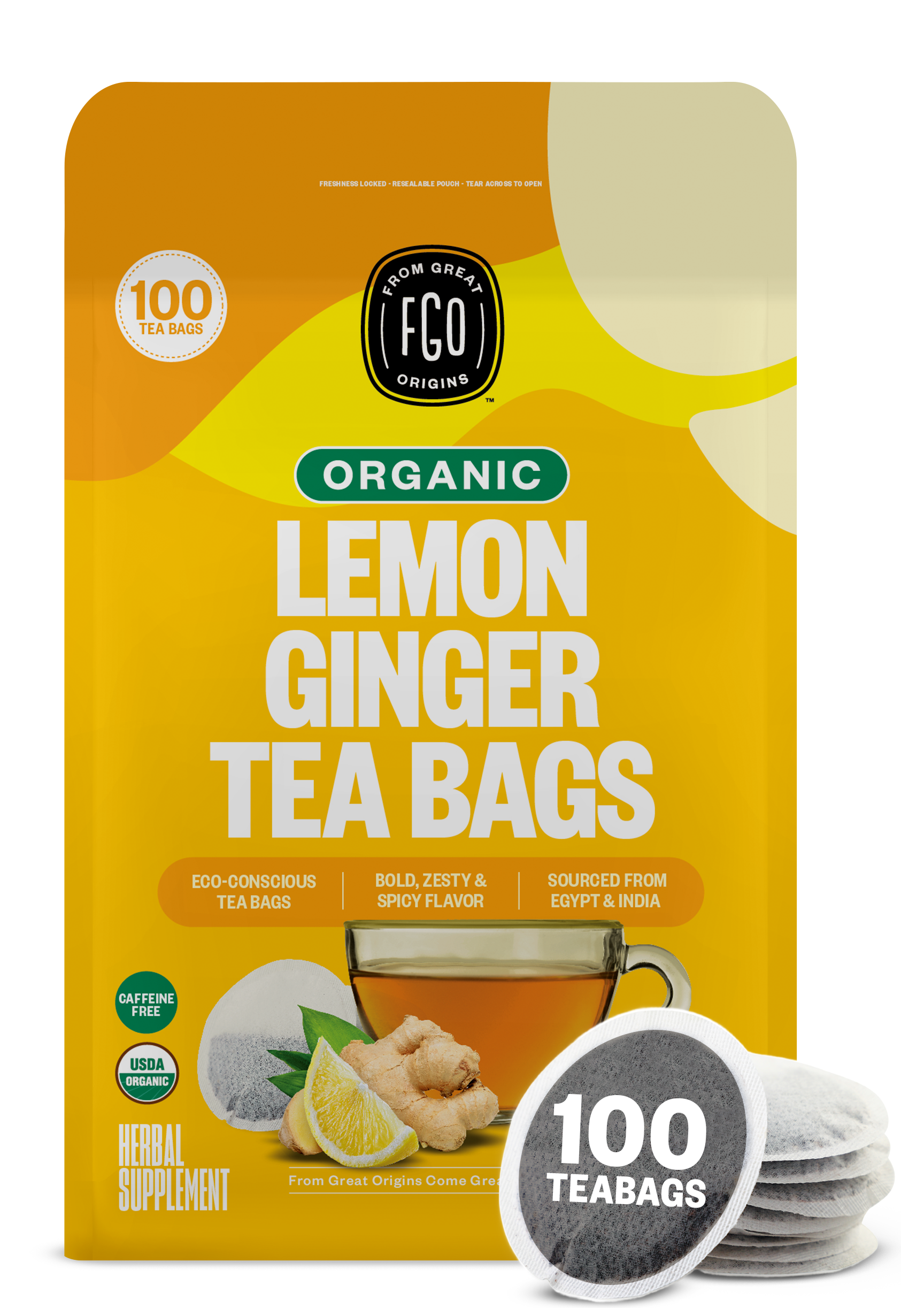 Twinings Lemon & Ginger Herbal Tea Bags, Caffeine Free, 20 Count Box -  Walmart.com