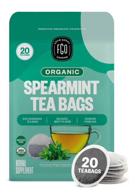 FGO From Great Origins, Spearmint Herbal Tea, Organic Tea Bags, 20