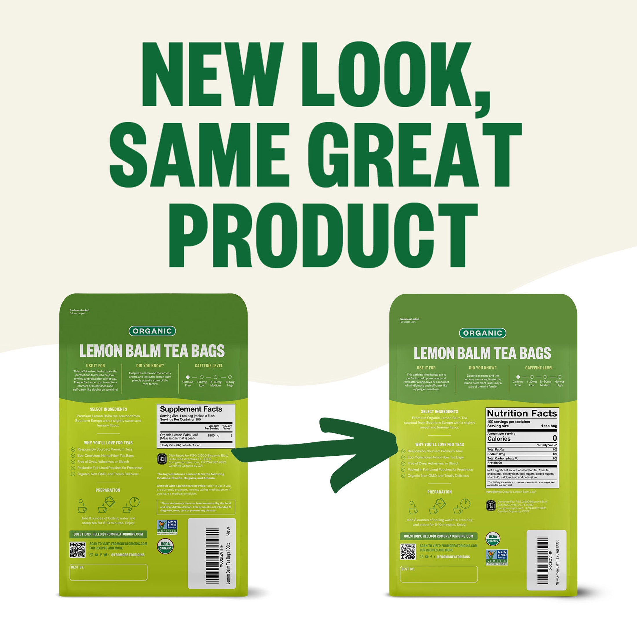Lemon Balm Tea Bags – FGO - From Great Origins