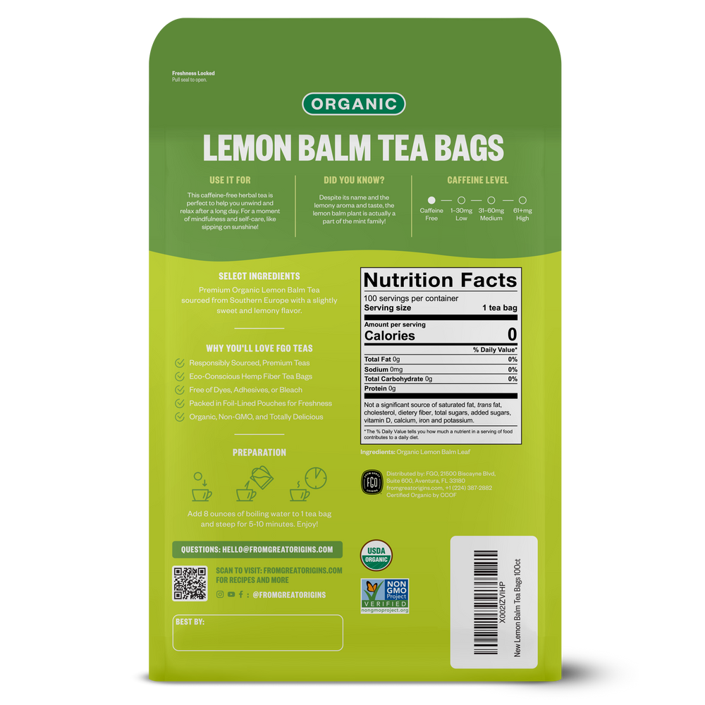 Lemon Balm Tea Bags