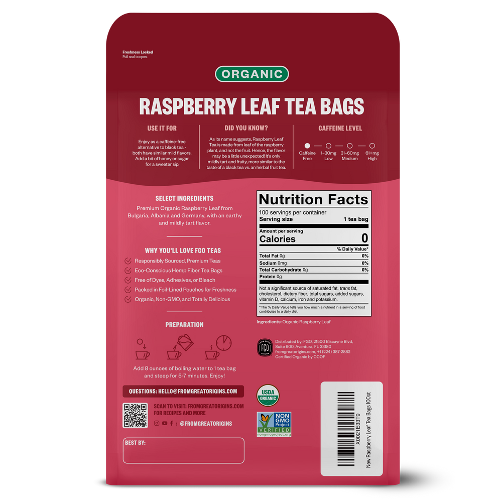 Raspberry Leaf Tea Bags