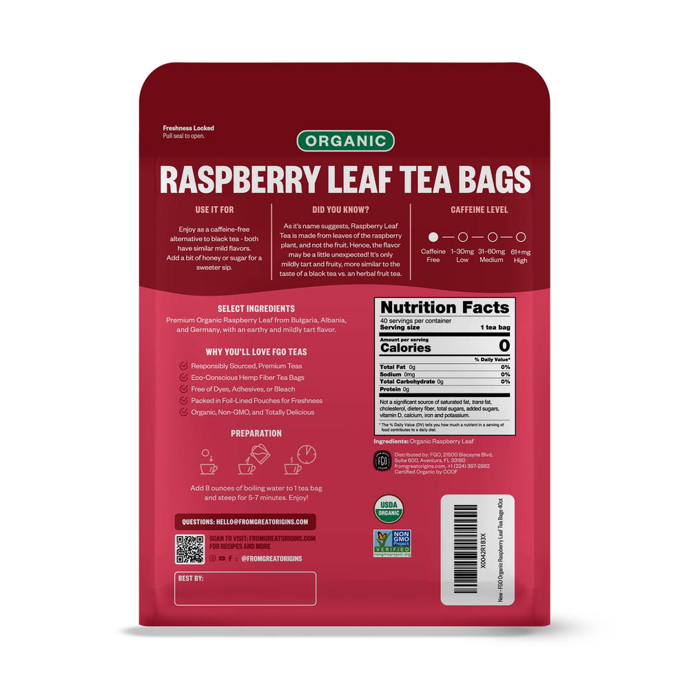 Tea Bag Raspberry Sm Raspberry Leaf Tea Bags – FGO - From Great Origins