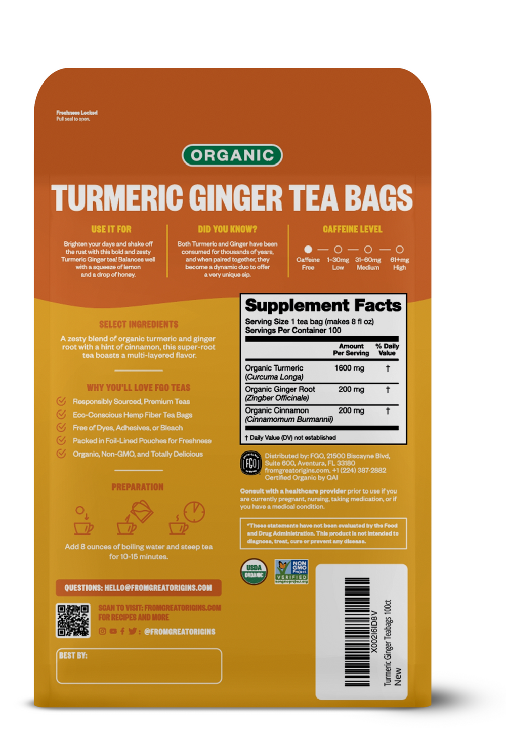 Turmeric Ginger Tea Bags