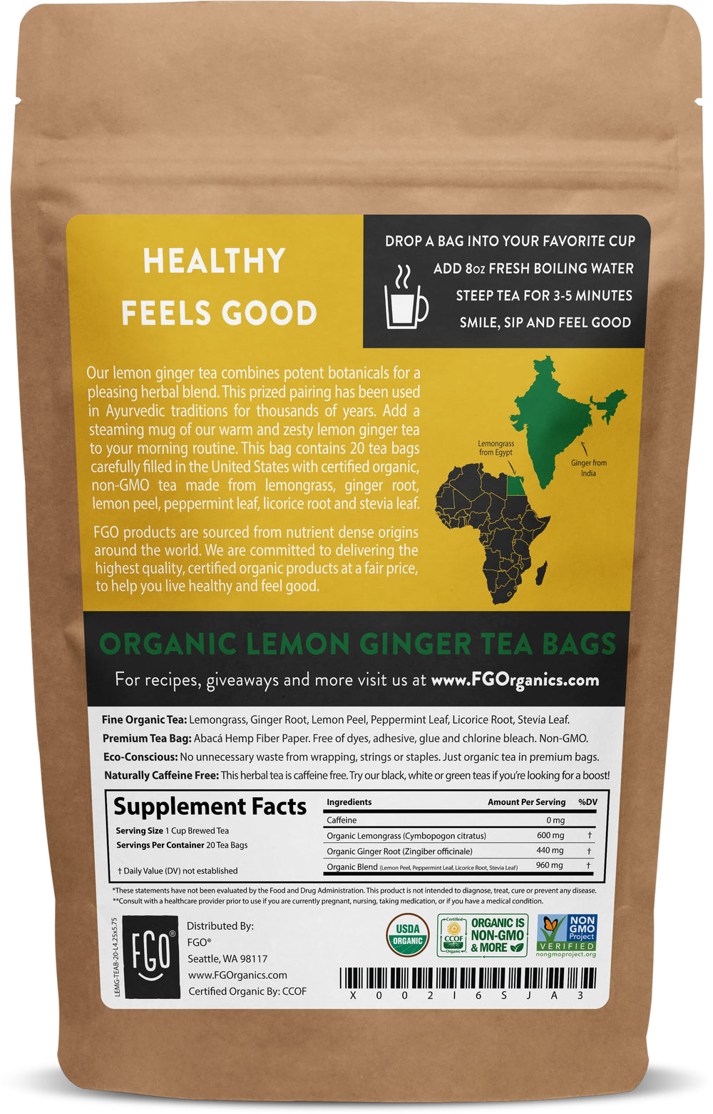 Lemon Ginger Tea Bags
