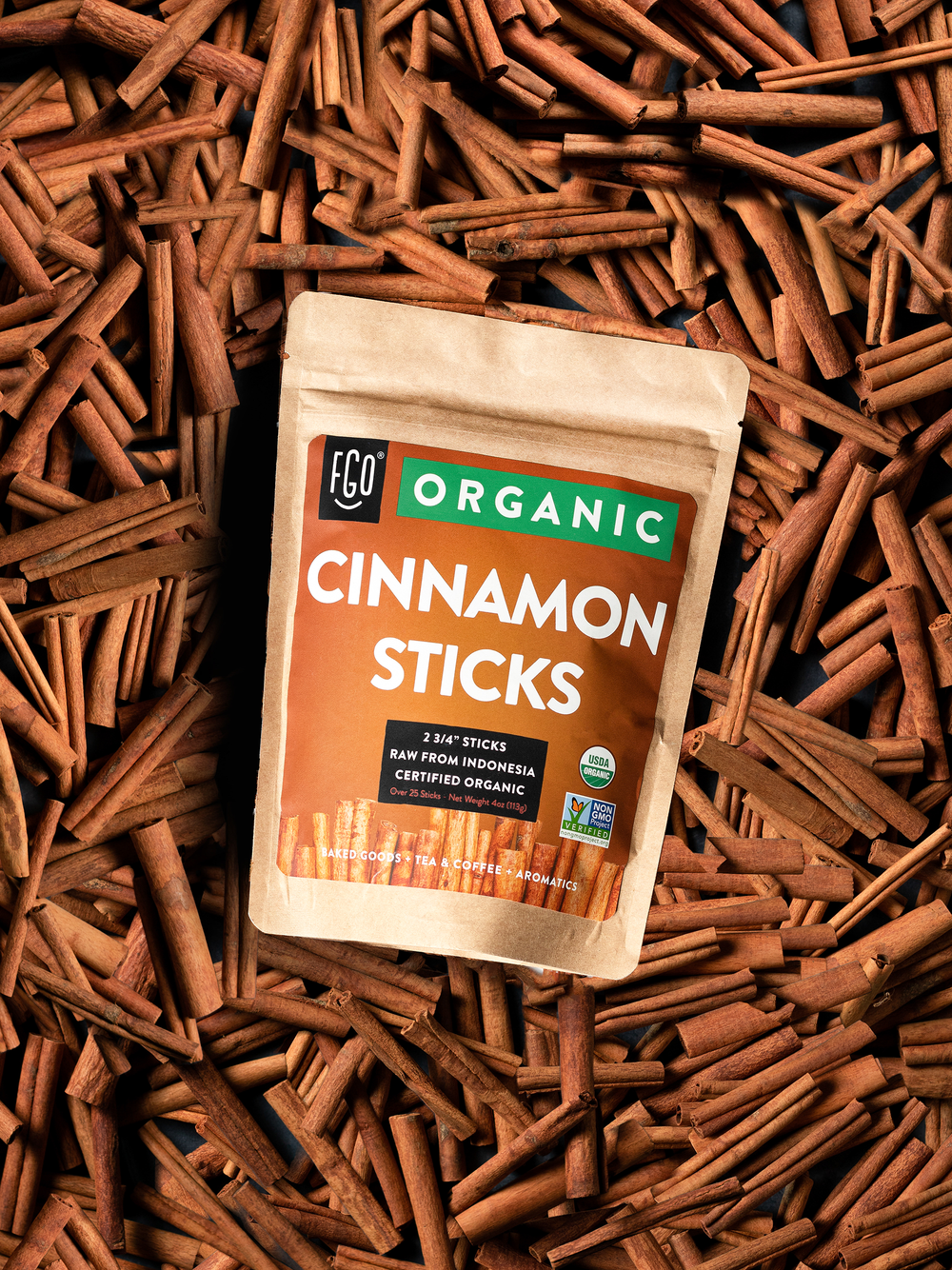 A pile of korintje cinnamon sticks.