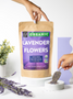 A kraft pouch of organic lavender flowers.